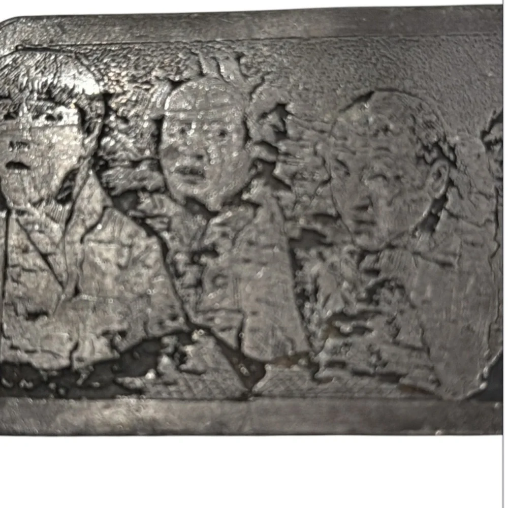 Vintage 70’s Three Stooges Mt Rushmore Pewter Rectangular Belt Buckle OS